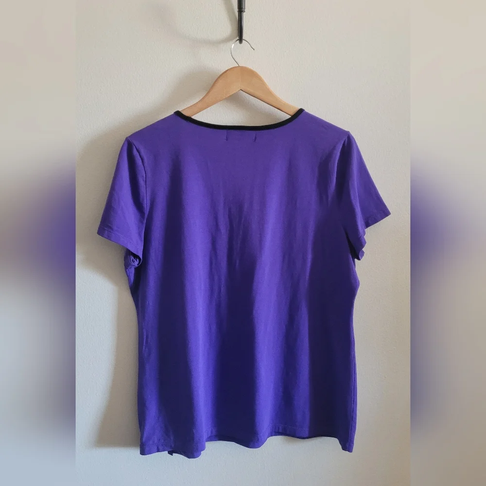 Ralph Lauren Embellished Logo Crewneck Tee, Women's XL, Rich Purple & Black - Picture 5 of 7